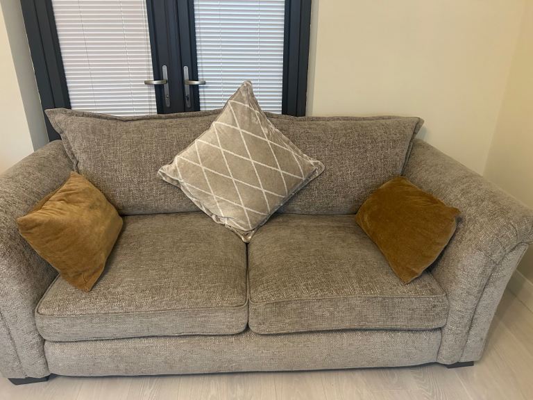 Ashby 3 Seater High Back Sofa in Stone fabric