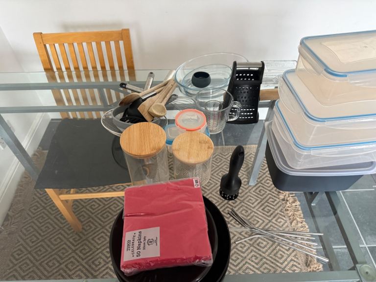 Kitchenware Bundle: Glass, Wood, Plastic Items