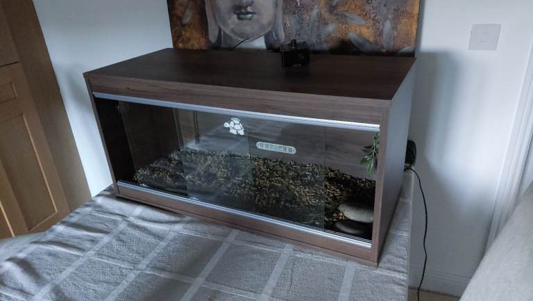 Reptile tank with heater and thermostat