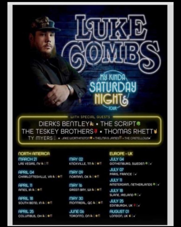 Luke combs Sunday 19th July 