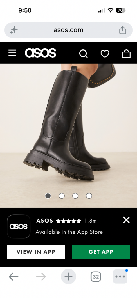 ASOS Black Faux Leather Knee High Boots – New with Tags