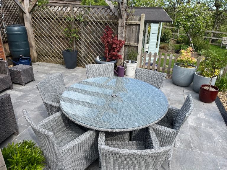 Katie Blake grey garden table and chairs 