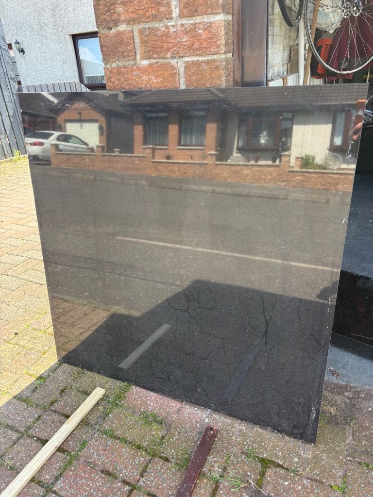 Black marble hearth and back panel 