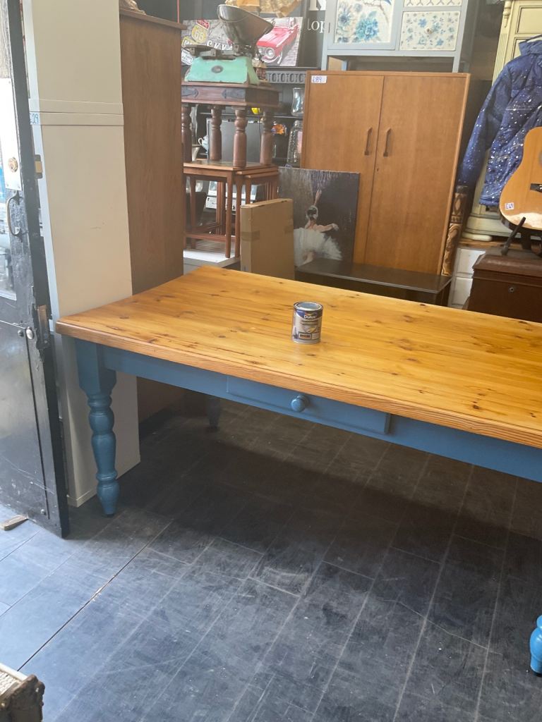 Vintage Rustic Dining Kitchen Farmhouse Pine Table & 6 Chairs Cash On Collection