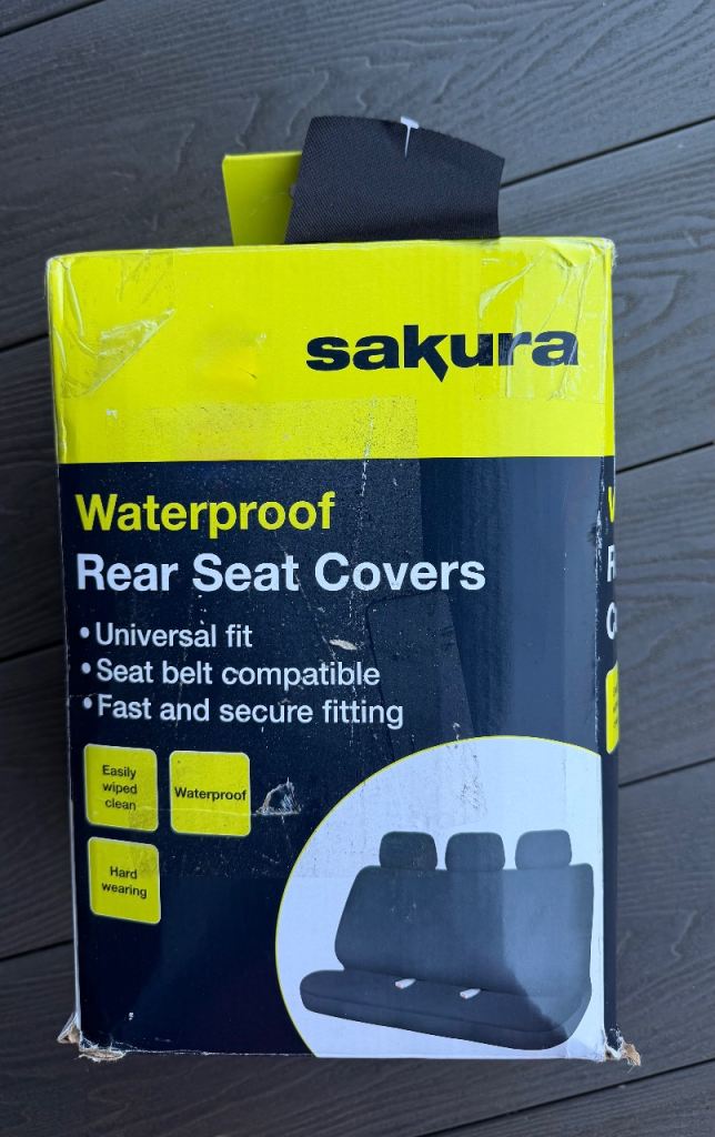 Sakura Rear 3 Seat Universal Black Waterproof Durable Car Seat Covers Protectors