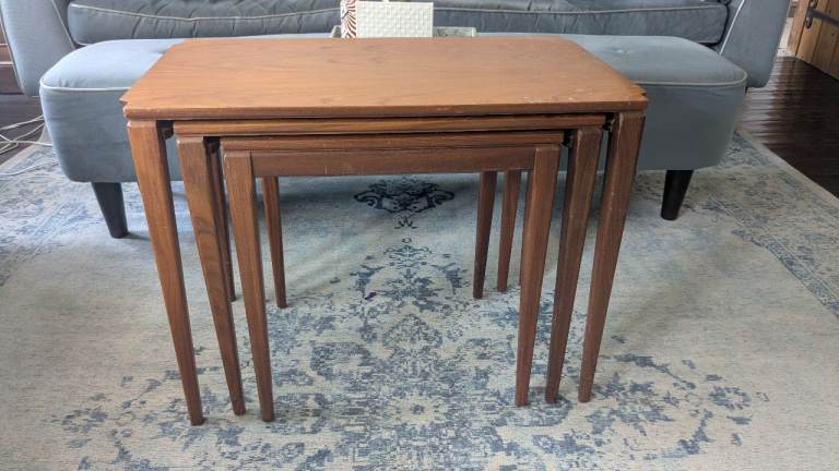 Set of 3 Wooden Nesting Tables – Good Condition