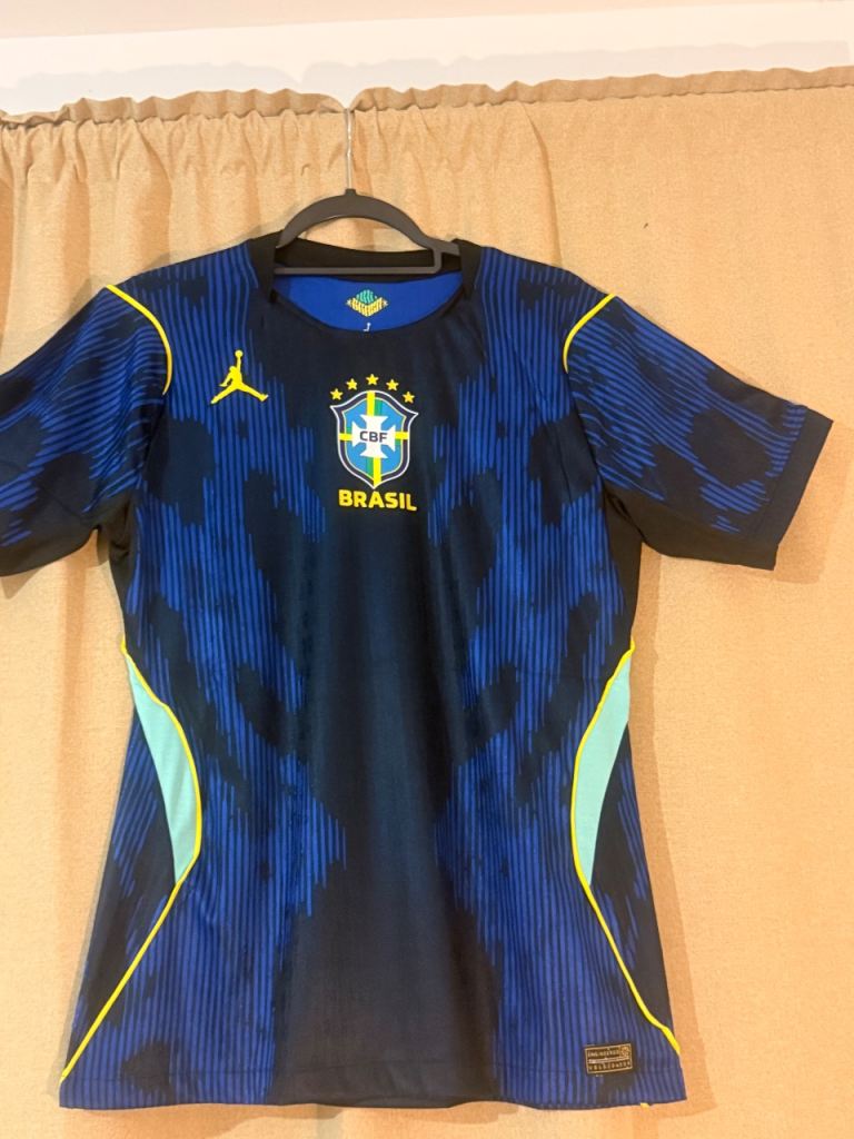 Jordan Brazil 2026 World Cup Away Football Shirt Short Sleeve Blue Adults Size S