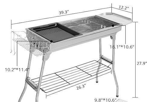 Brand New Large 73cm BBQ Grill Portable Folding Charcoal Barbecue Stain  