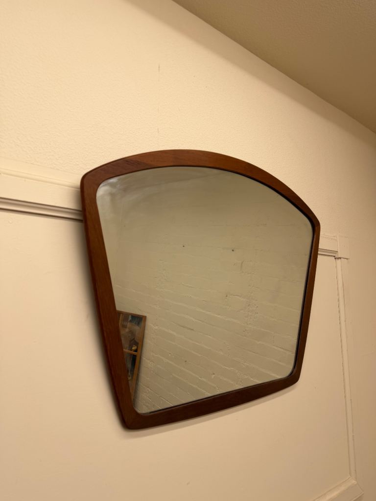 Danish teak mid century wall mirror 