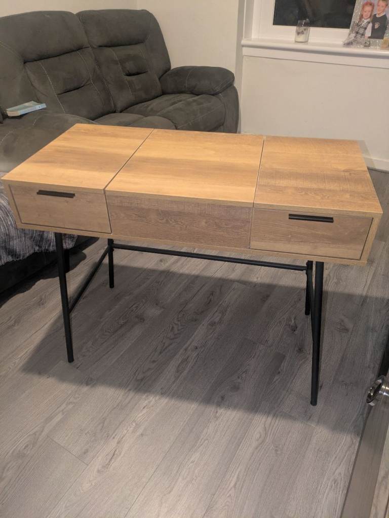 image for Dark Bronx Oak Effect 2 Drawer Console Dressing Table - CAN DELIVER