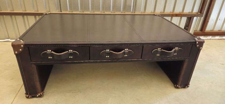 ​Original Timothy Oulton Leather Trunk Coffee Table Vintage