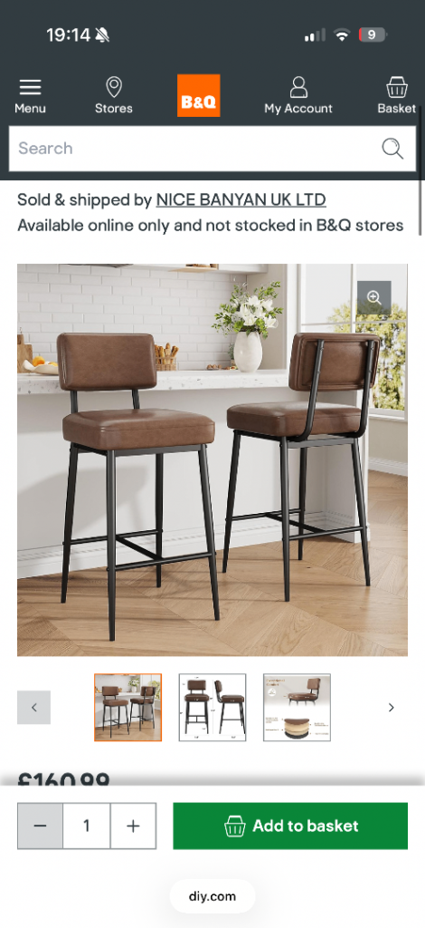 Set of 4 Faux Leather Bar Stools with Backrests