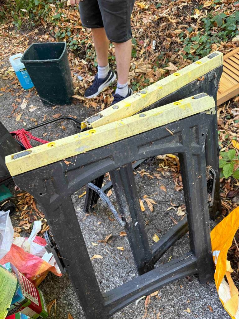 Pair of Black Plastic Sawhorses