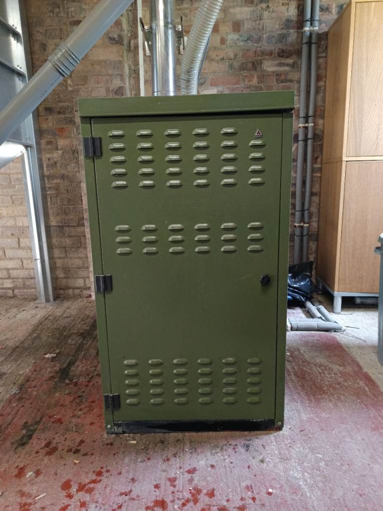 Trianco Greenflame Outdoor 28kW Biomass (Wood Pellet) boiler and Autofeed 3 ton hopper.