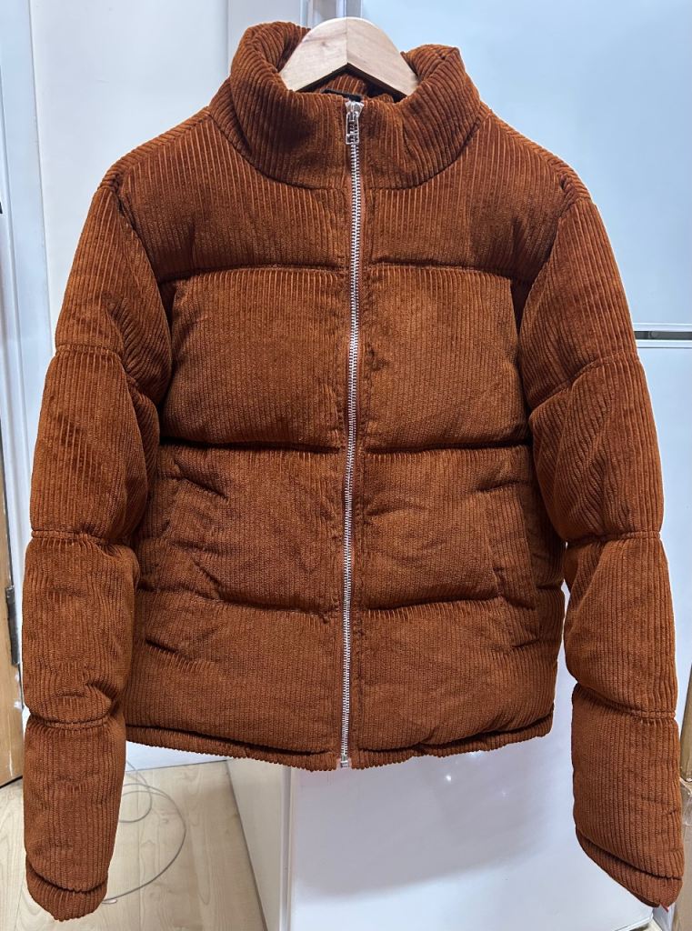 Topman brown corduroy puffer jacket small (oversized) fit as Medium
