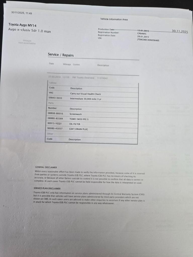 2015 Toyota AYGO 1.0 VVT-i x-clusiv Euro 5 5dr Euro 5 HATCHBACK Petrol Manual