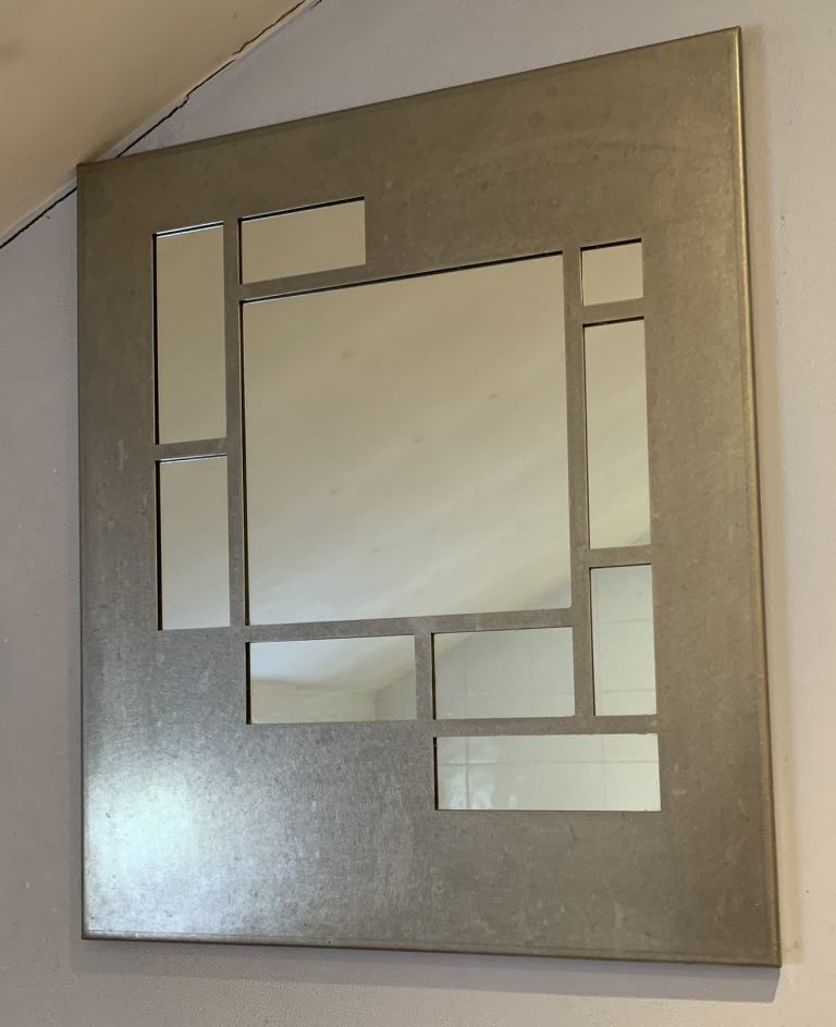 Brushed steel mirror