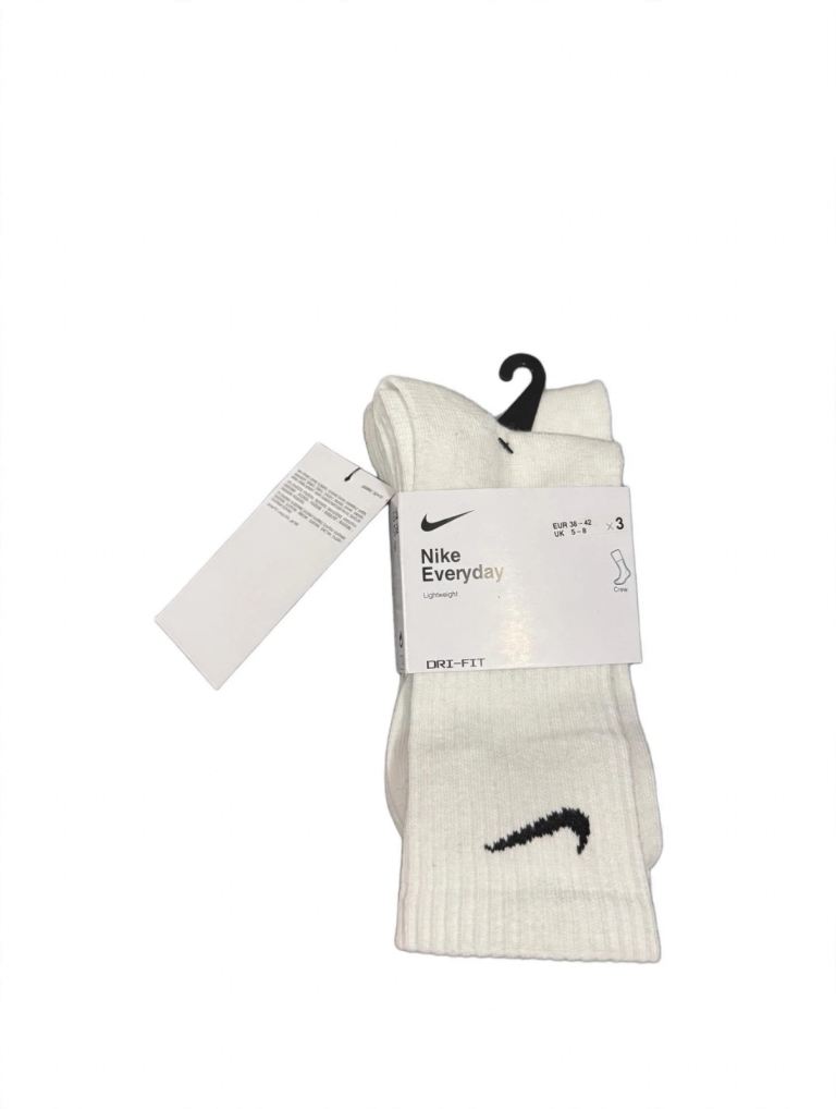 New Nike Everyday Socks - White, Size 2-3