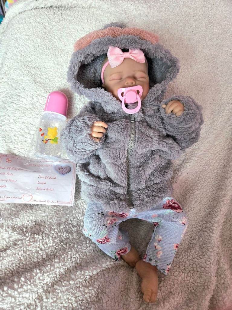 Pink newborn girl toy doll lifelike realistic infant cuddly toy