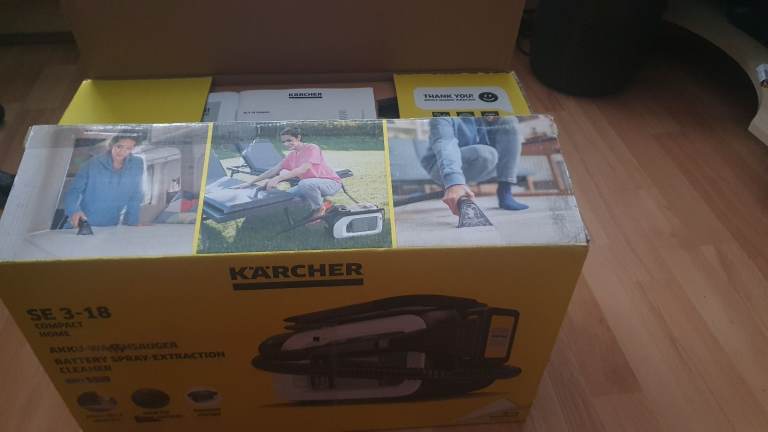 KARCHER SE 3-18 SPOT CLEANING MACHINE NEW UNUSED NO BATTERY INCLUDED WHITE EDT IDEAL FOR CAR VALET
