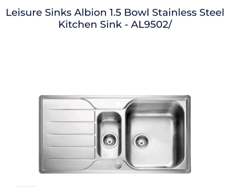 image for New Modern 1 and half bowl kitchen sink in stainless steel 