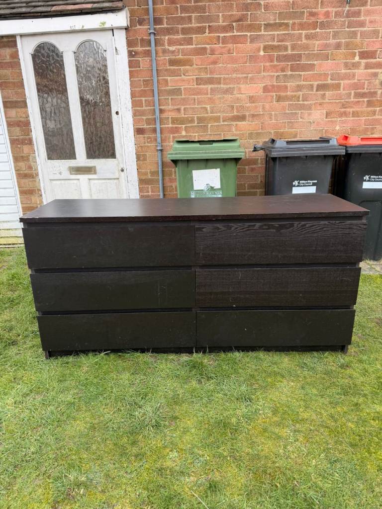 IKEA MALM Chest of 6 Drawers, Wide Bedroom Storage Solution,Black.