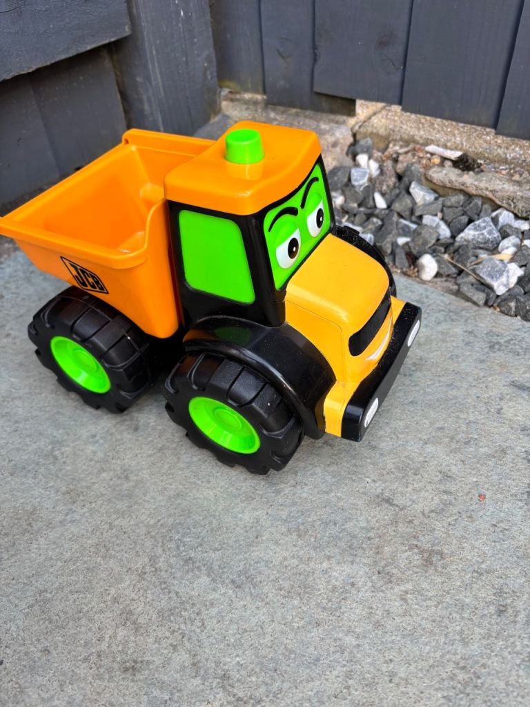 JCB Dumper Truck Toy – Orange & Green, Good Condition