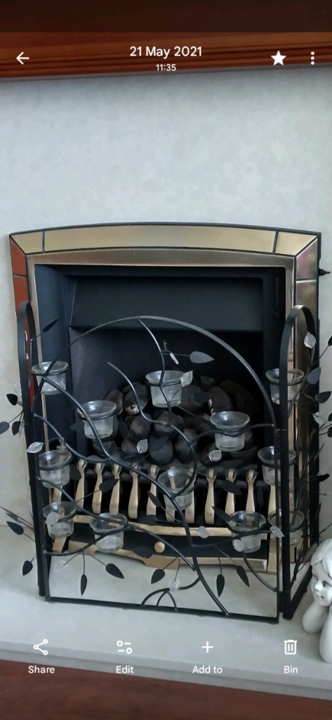 Black Metal Fire Screen/ Tea light Holder 