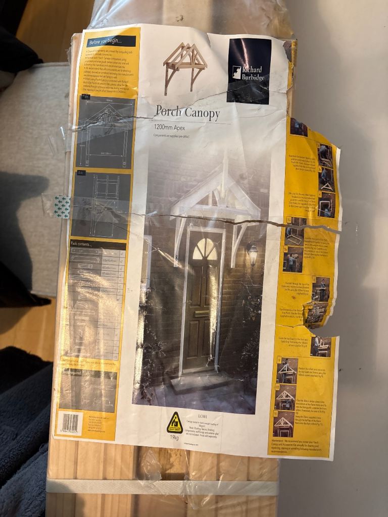 Wood Porch Canopy 1200 mm x 630 mm Apex 