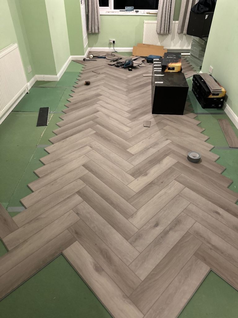 Laminate Herringbone Engineered Wood Flooring Fitters/ Installation - painter- Handyman 