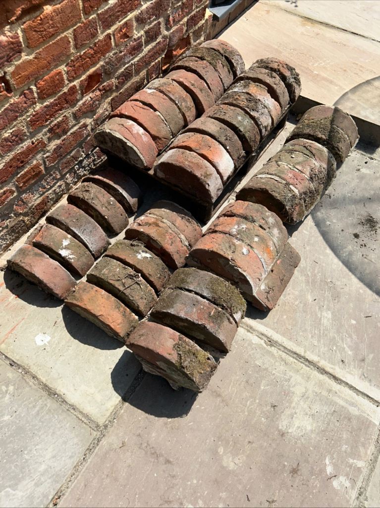 Original hand made Norfolk red half round coping stones