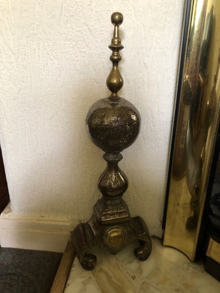 Vintage Brass Fireplace Andirons / Fire Dogs