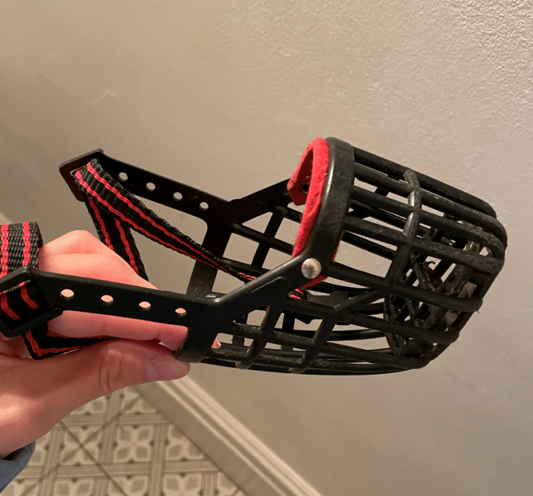 Ancol Plastic Muzzle Black/Red Size 5 22x8.5cm
