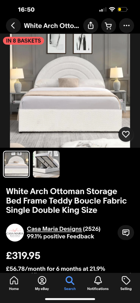 Kingsize teddy fabric bed frame 