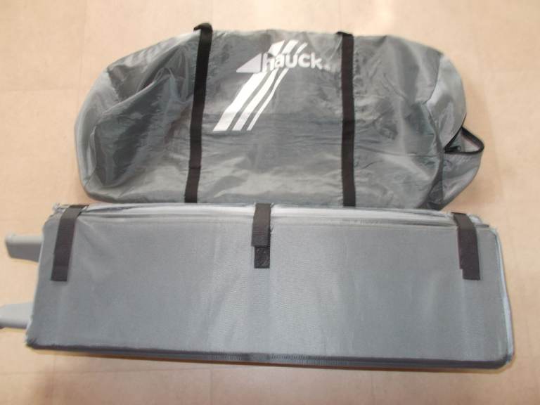PRICE FURTHER REDUCED - HAUCK Travel Cot, with mattress, carry case plus bedding.