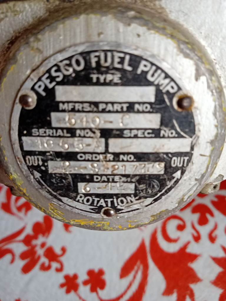 Old pesco fuel pump for aircraft