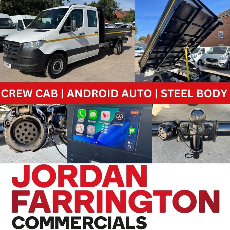 2021 71 reg MERCEDES BENZ SPRINTER 314 2.1L EURO 6 STEEL BODY CREW CAB TIPPER