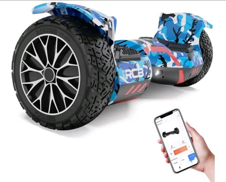 New RCB RH3 Hoverboard – Army Blue Camouflage, Smart App Control