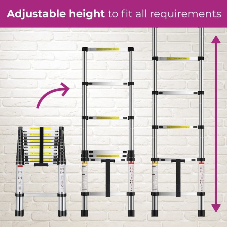 3.2M /Extendable Portable Foldable Telescopic Ladder | Silver 