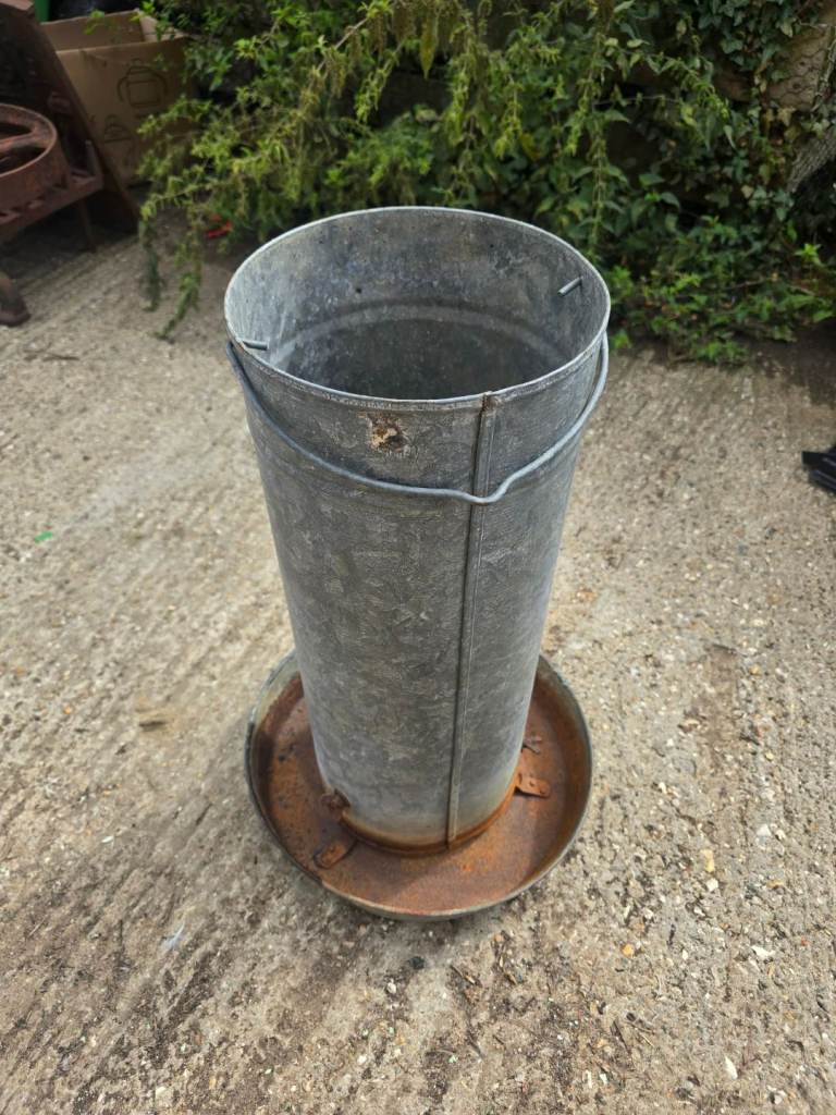 LARGE VINTAGE GALVANISED CHICKEN FEEDERS