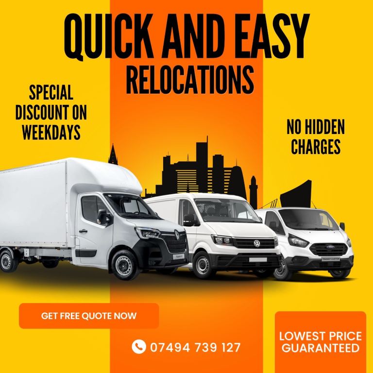 24/7 HOUSE /OFFICE/FLAT REMOVALS MAN & LUTON VAN RENT DELIVERY MOVING DUMP CLEARANCE, BIKE RECOVERY