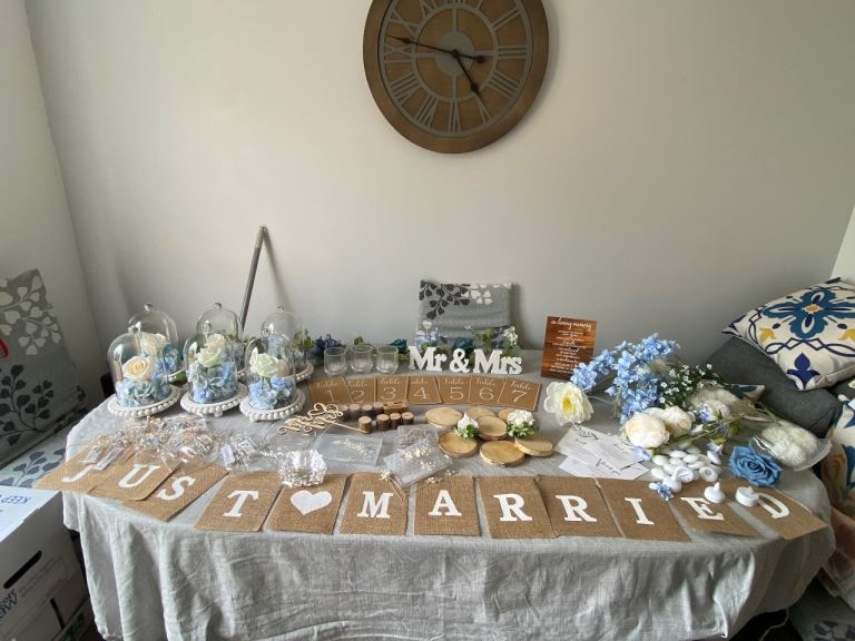 Wedding Decor Bundle: Mr & Mrs Sign, Bell Jars, Just Married Banner, & More