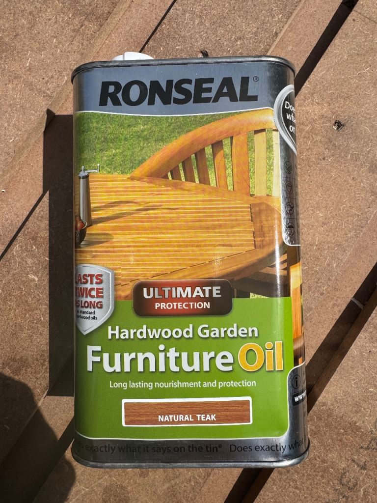 Ronseal Hardwood Garden Furniture Oil (1L) - Natural Teak (Brand New)