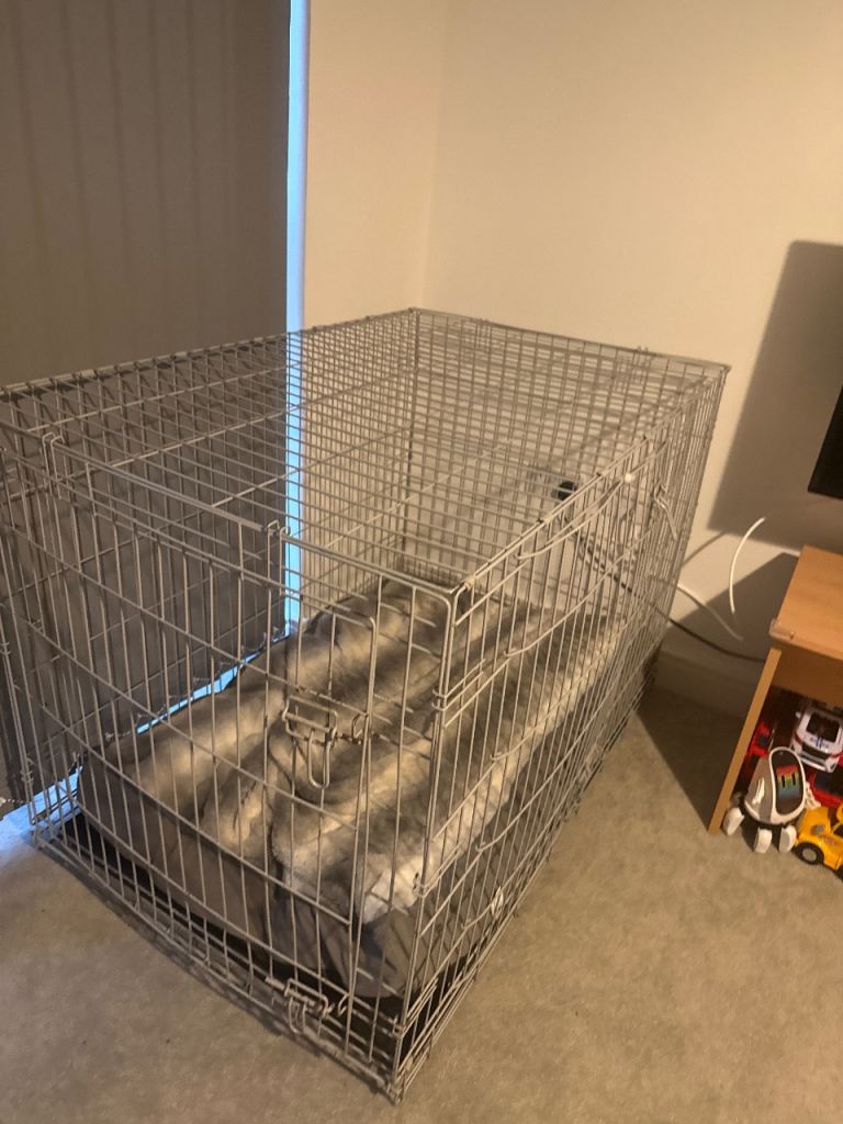 Large dog cage and bed