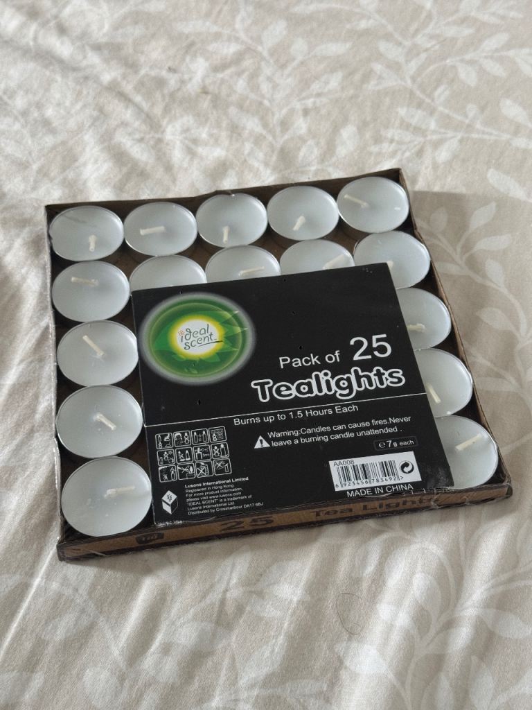 New Pack of 25 Ideal Scent White Tealights
