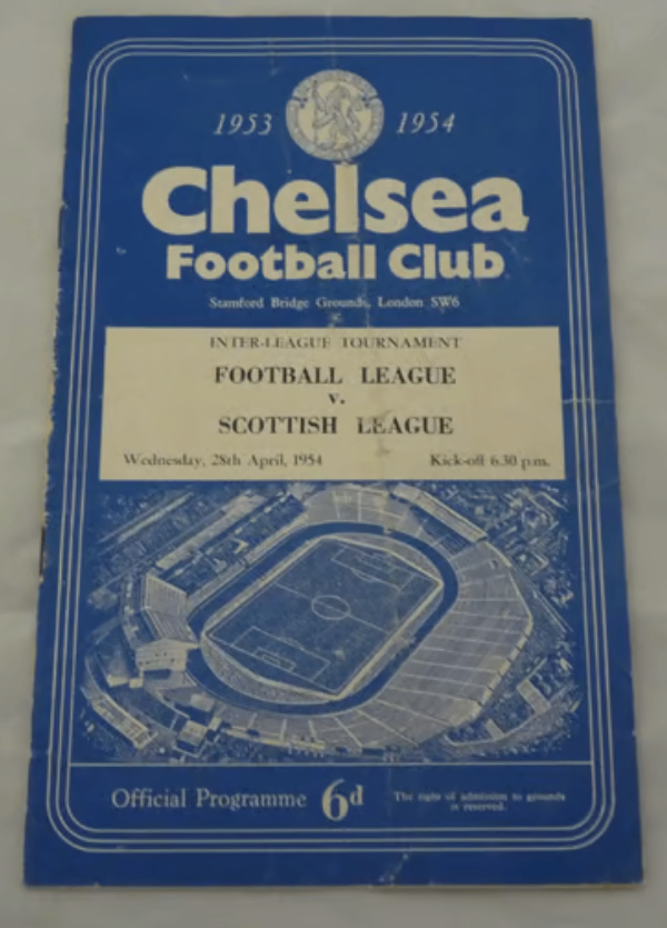 Football League v Scottish League Football Programme 28 April 1954 Played @ Chelsea, Stamford Bridge