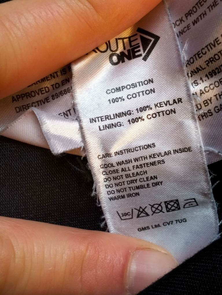 Route One DNM001 Mens Motorcycle Cargo Jeans Armoured Black Kevlar 34" Reg 31" Leg