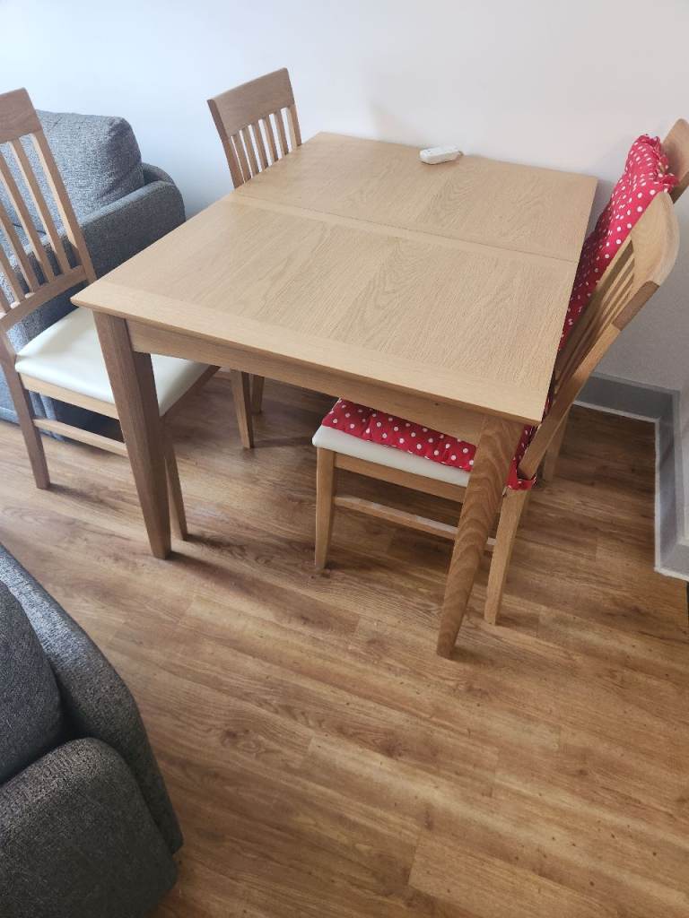 John Lewis Alba Oak Extending Dining Table + 4 Matching Chairs