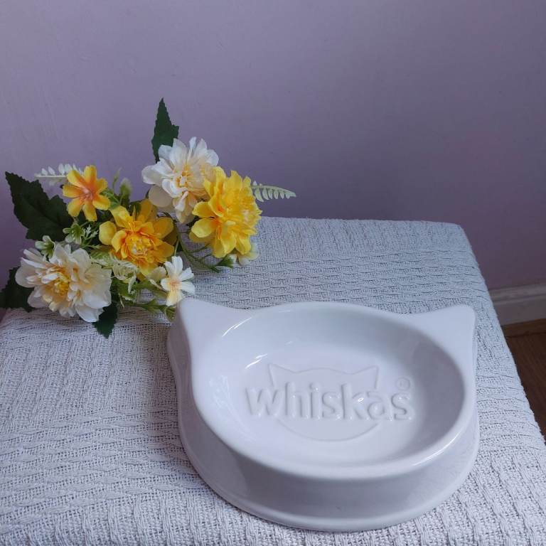 Vintage Whiskers White Cat Bowl 