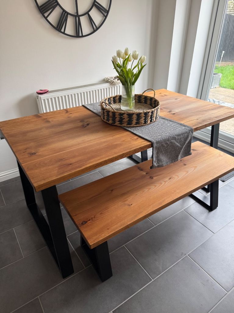 Dining table and bench set 6 seater